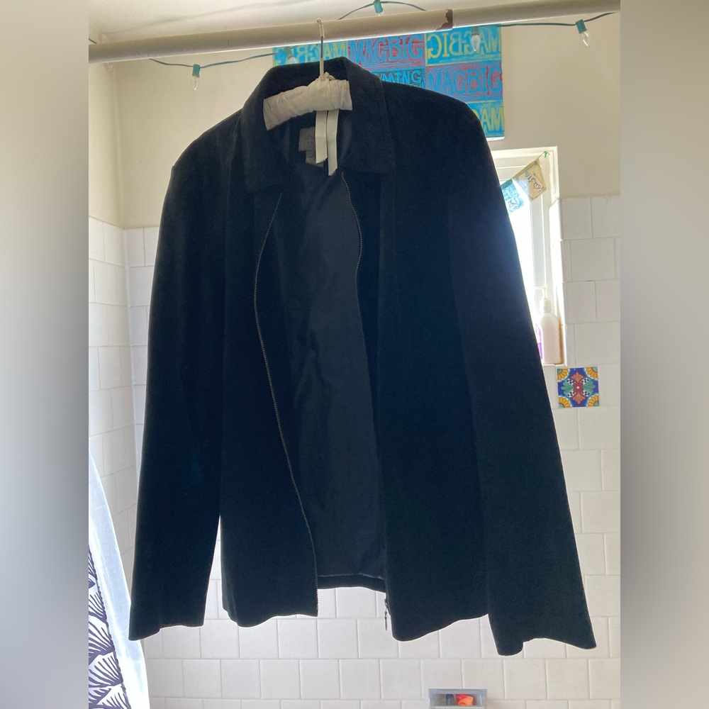 Tailored black suede jacket